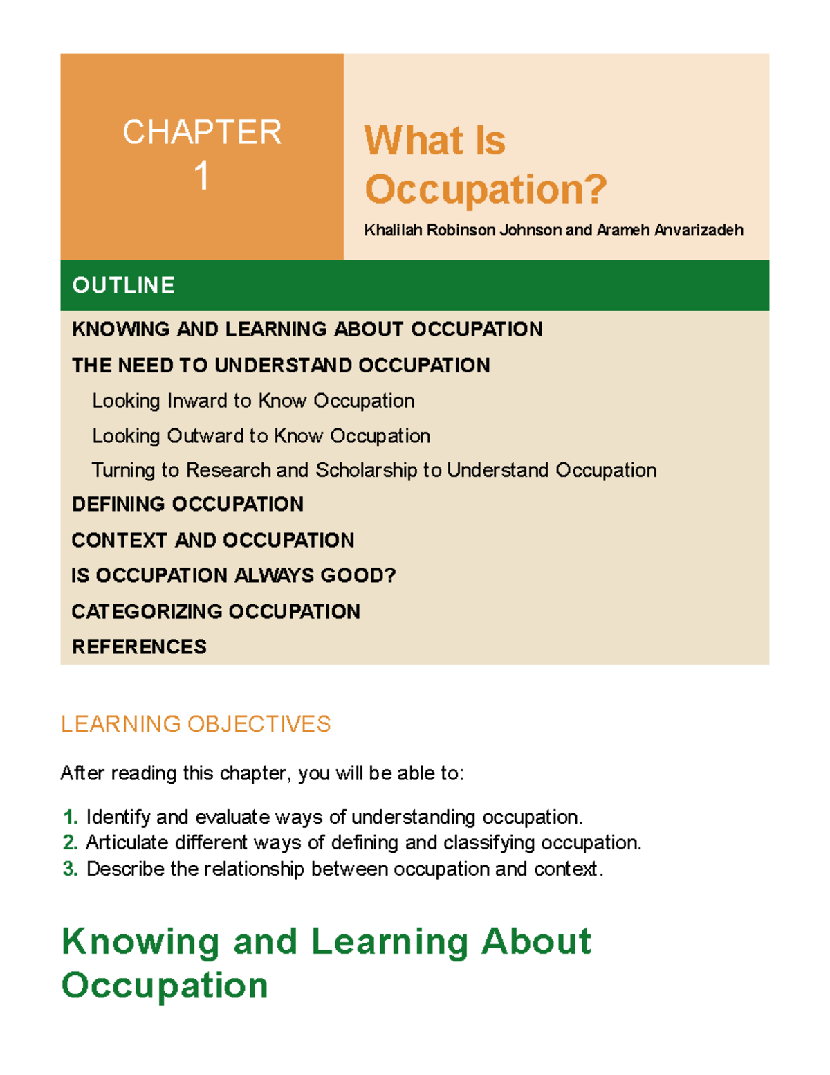 CHAPTER 1: Understanding Occupation in Occupational Therapy (OT) - Studocu