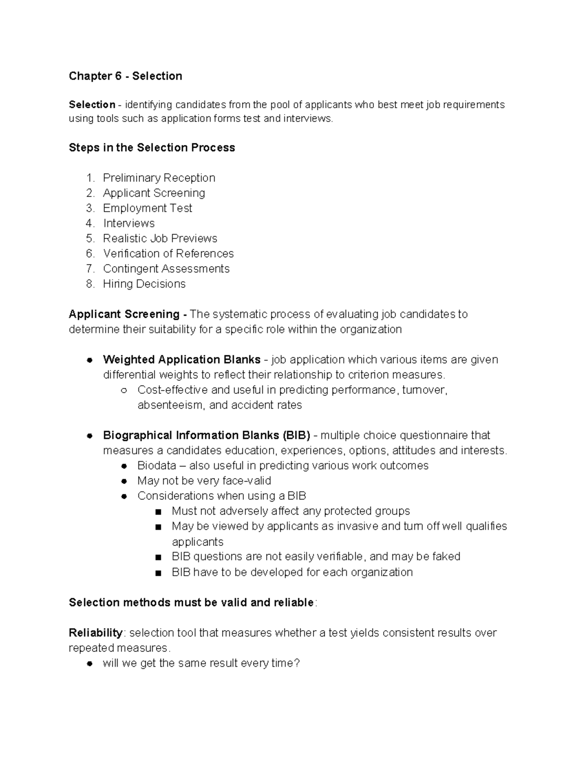 MHR- Chapter 6 Selection Process: Identifying Job Candidates - Studocu