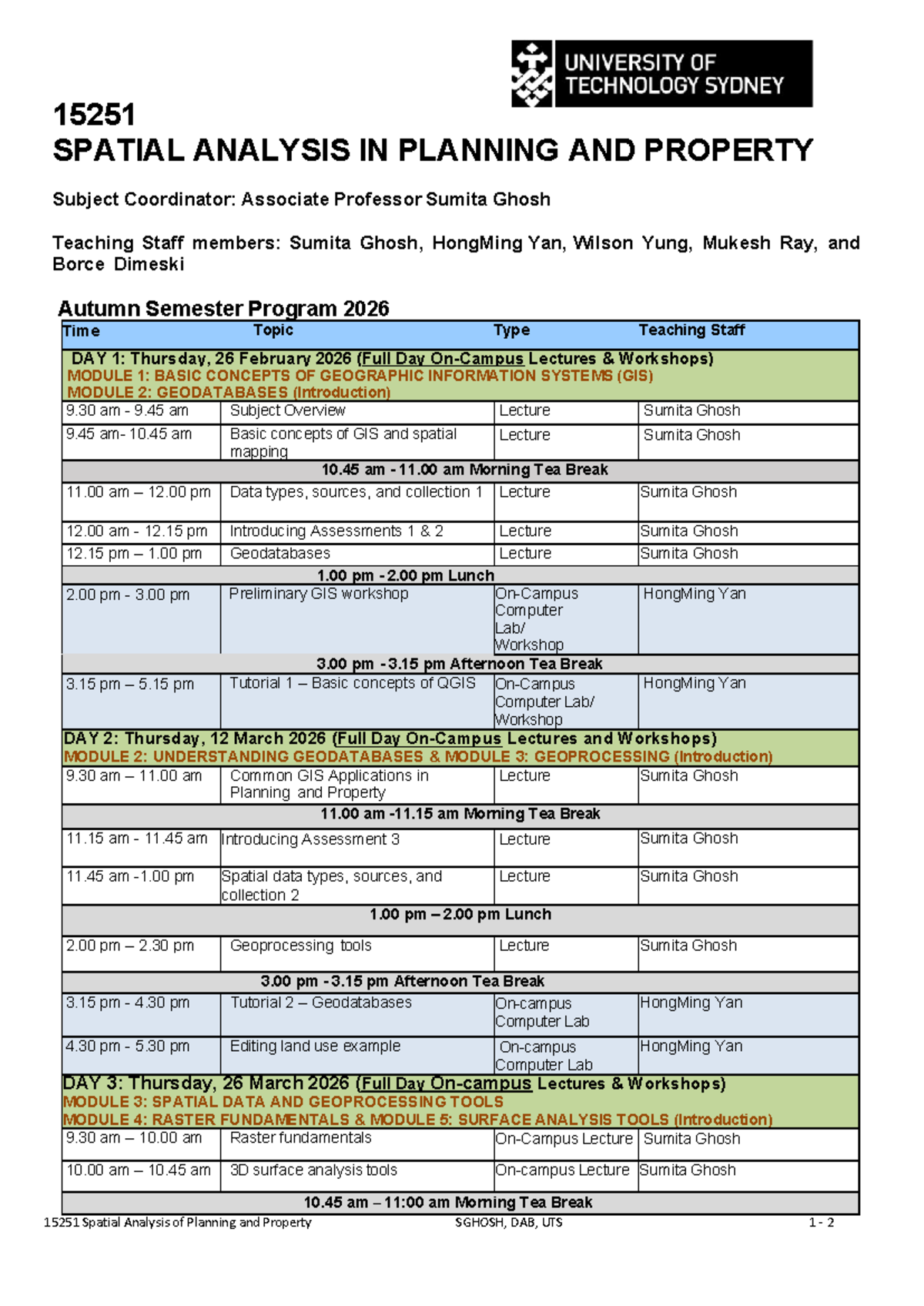 15251 Spatial Analysis in Planning & Property - Program 2026 - Studocu