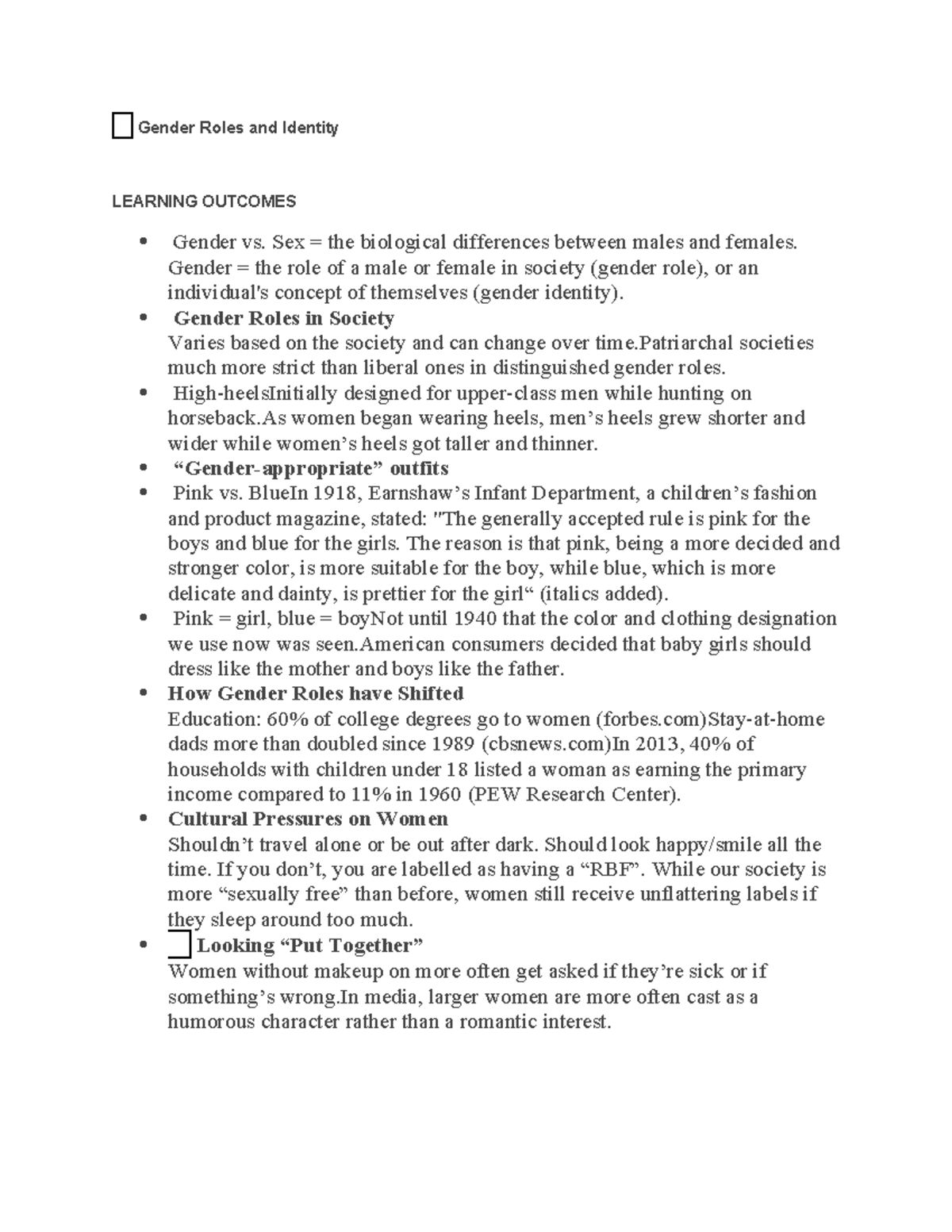 Chapter 5 GI in Psychology: Gender Roles and Identity Analysis - Studocu
