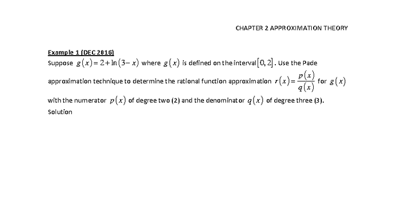 CHAPTER 2 APPROXIMATION THEORY: Pade Approximation Techniques - Studocu