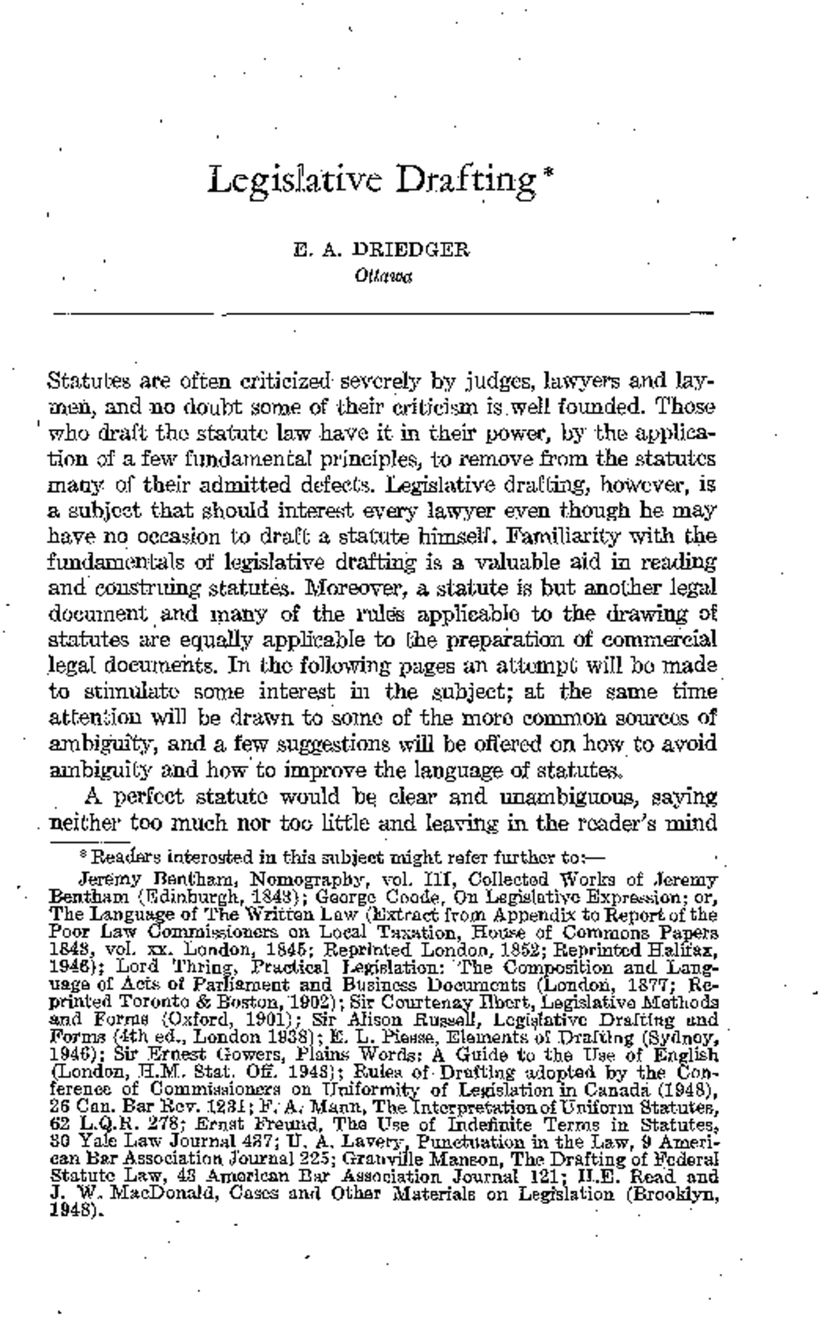 Legislative Drafting Insights: Elmer A. Driedger (250303) - Studocu