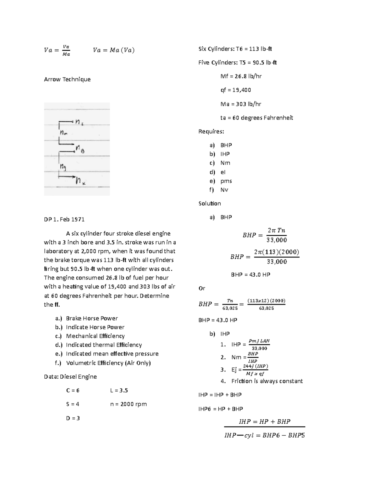 Thermodynamics: Analyzing Diesel Engine Performance Calculations - Studocu