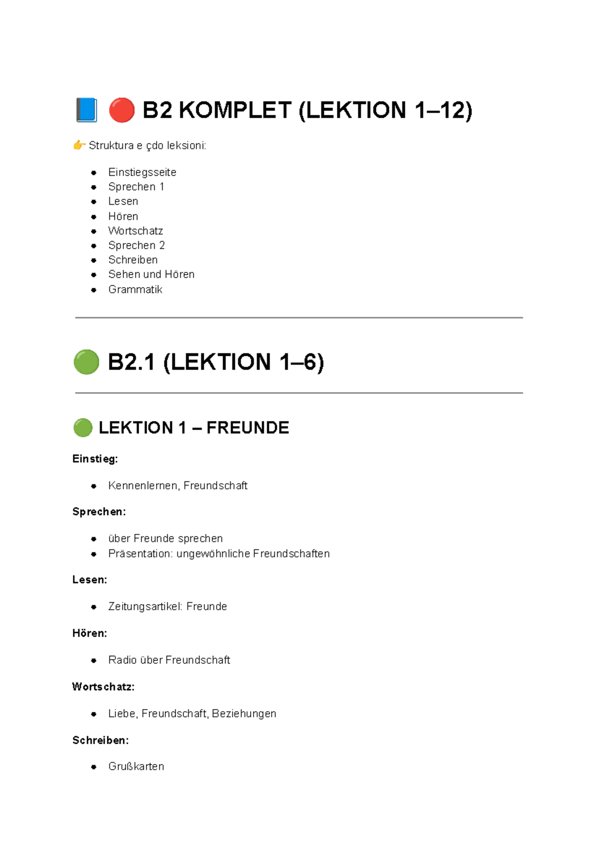 B2 KOMPLET: Lektion Notes for Fluent German Communication - Studocu
