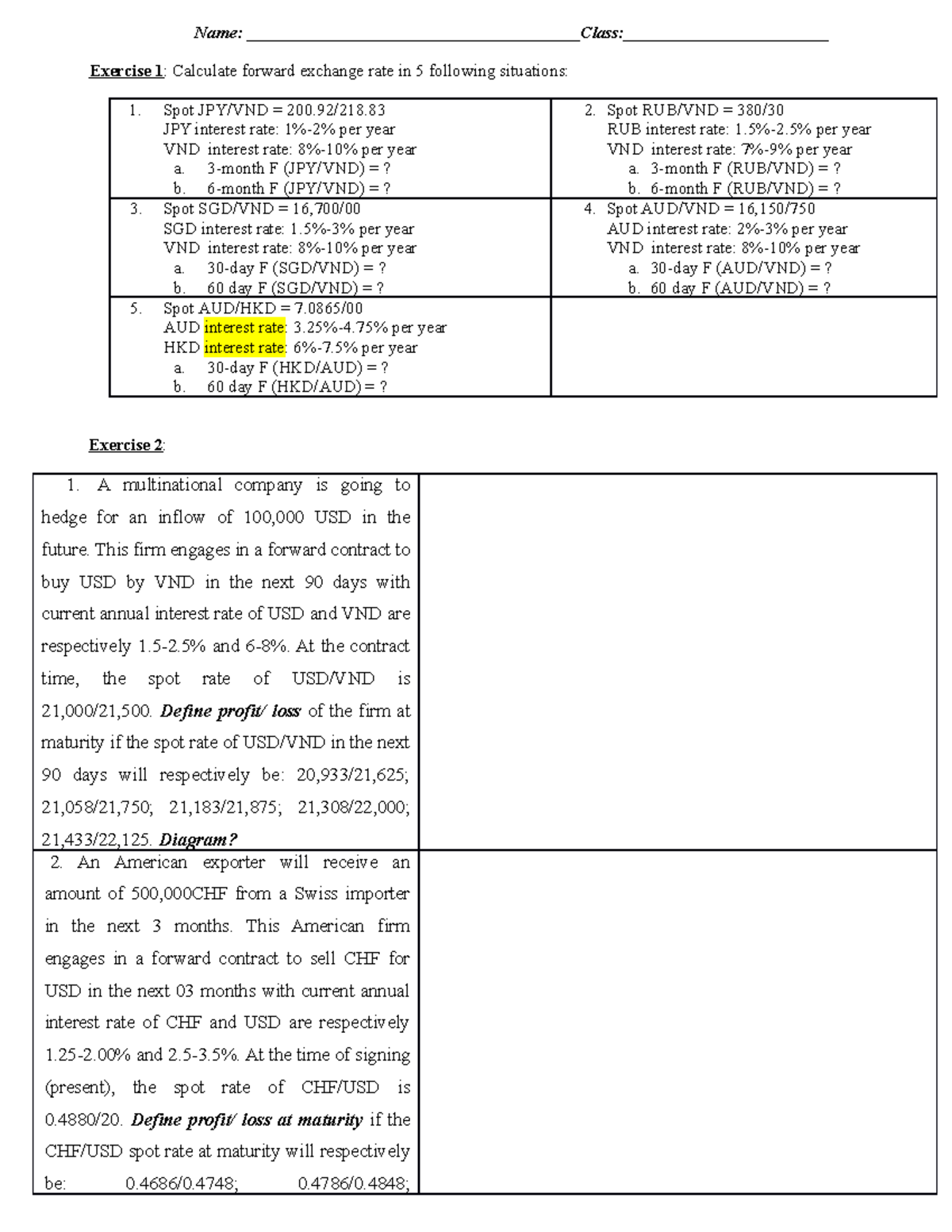Forward and Options Practice Exercises for Finance 101 - Studocu