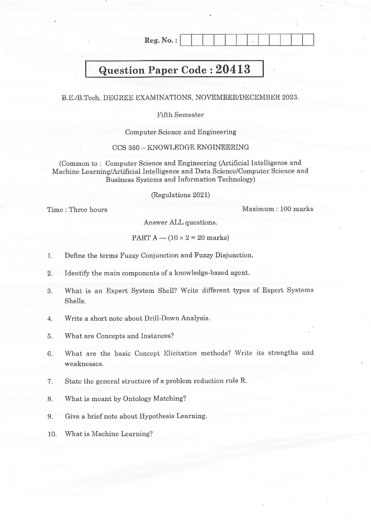 CCS350-Final Exam QP 2023: Knowledge Engineering Concepts & Methods ...