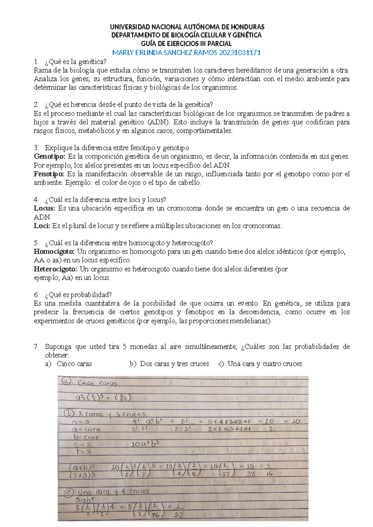 Guía de Ejercicios de Genética: Herencia y Probabilidades (Biología) -  Studocu, image size:1200x1696
