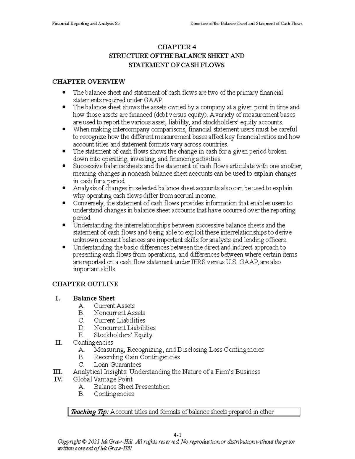 Revsine FRA 8e Chap04 IM - CHAPTER 4 STRUCTURE OF THE BALANCE SHEET AND ...