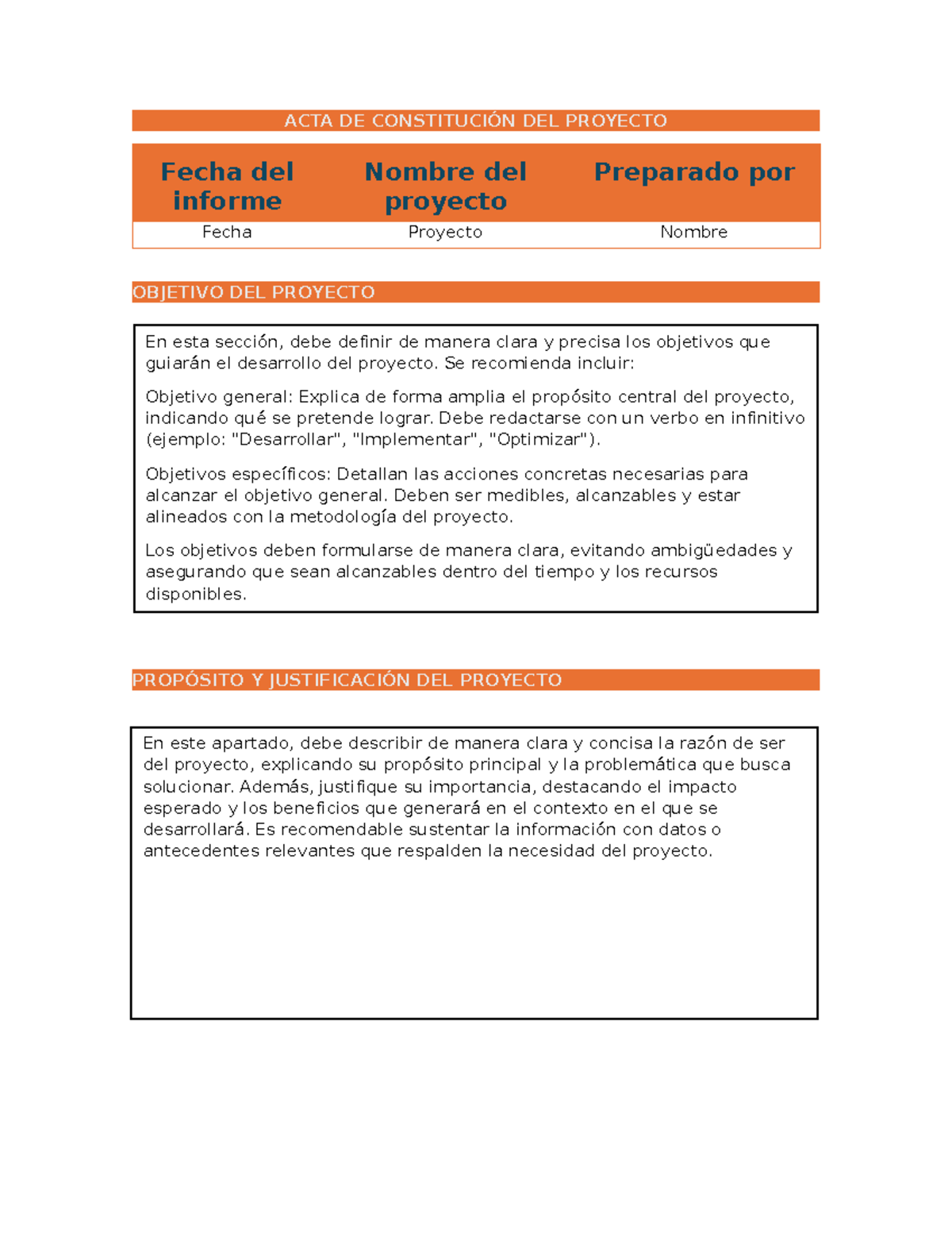 ACTA DE CONSTITUCIÓN DEL PROYECTO - Anexo 1 - Studocu
