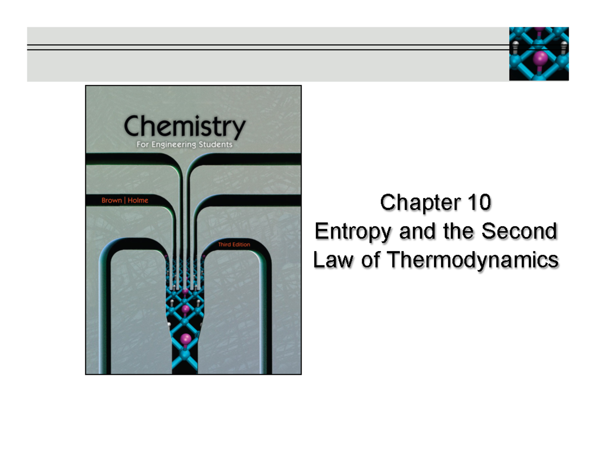 Chapter 10 Notes: Entropy & the Second Law of Thermodynamics - Studocu