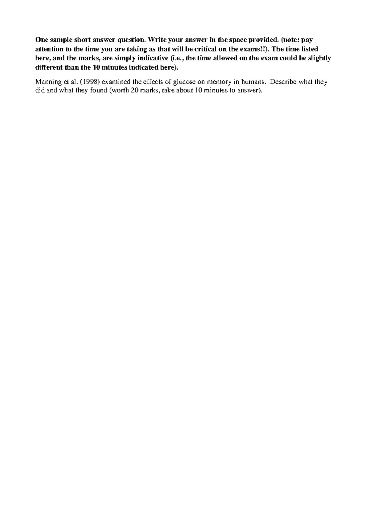 Formative short answer question 2025 - One sample short answer question ...