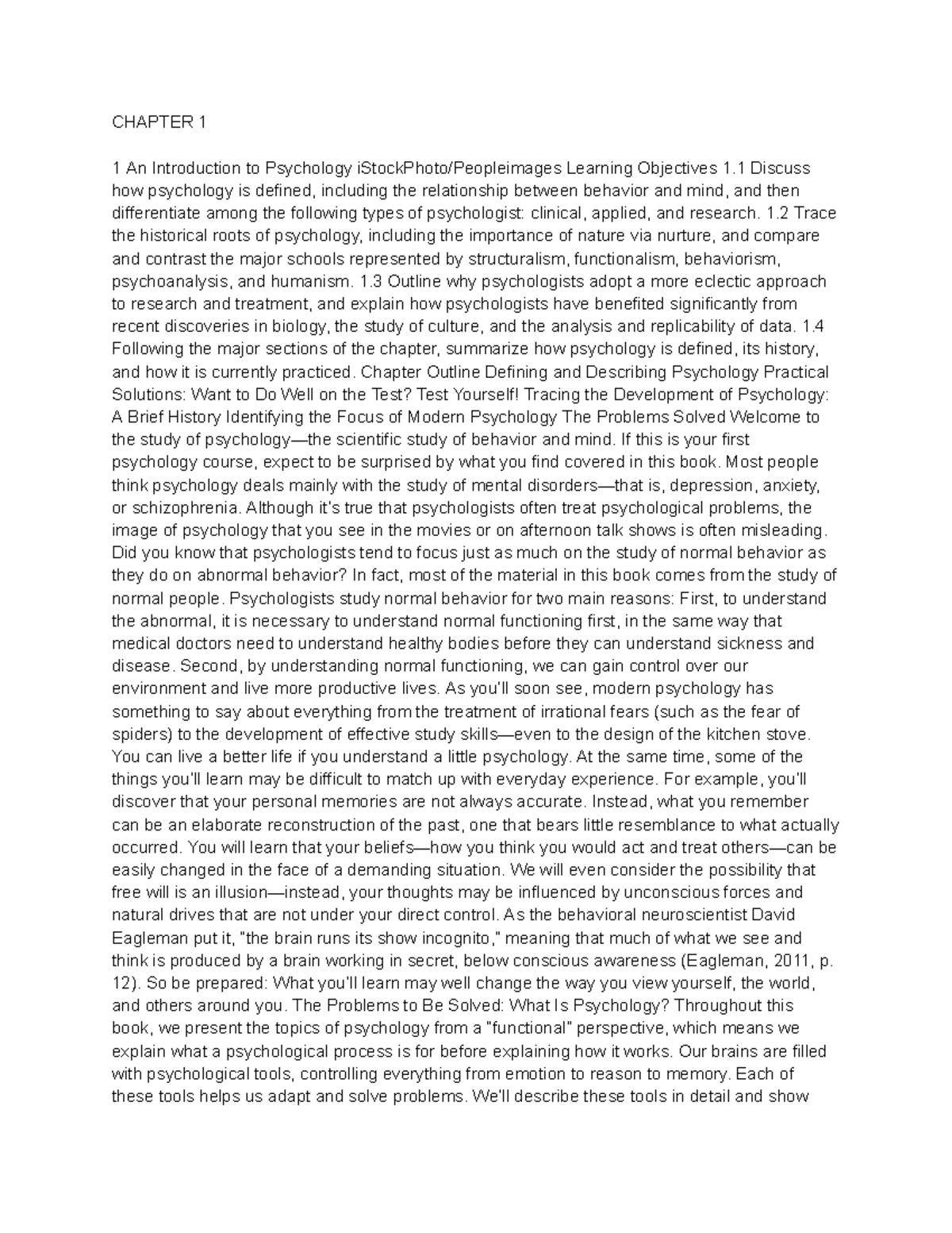 PSY 101: Chapter 1 - An Overview of Psychology: Foundations and History ...