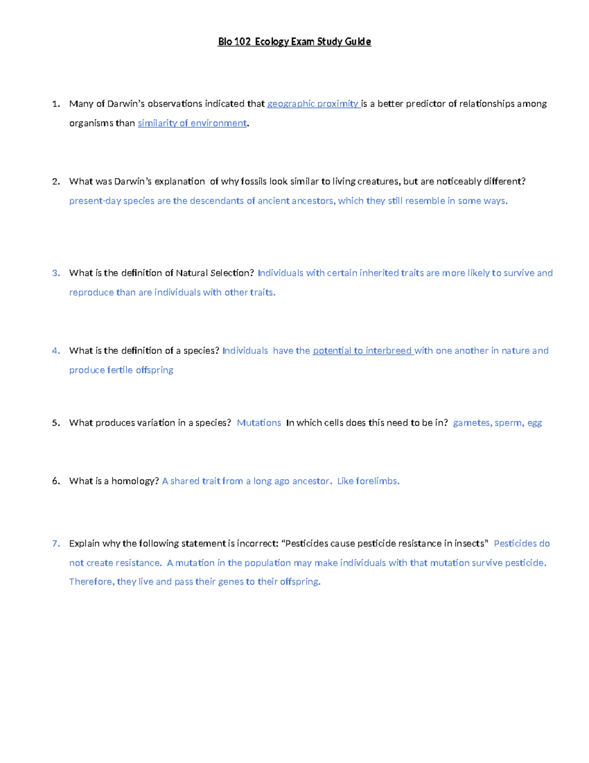 Bio 102 Ecology Final Exam Study Guide: Key Concepts & Definitions ...