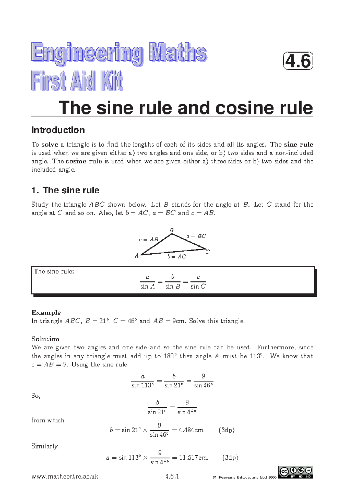 Triangle RULE & Parallelogram RULE - 4. The sine rule and cosine rule ...
