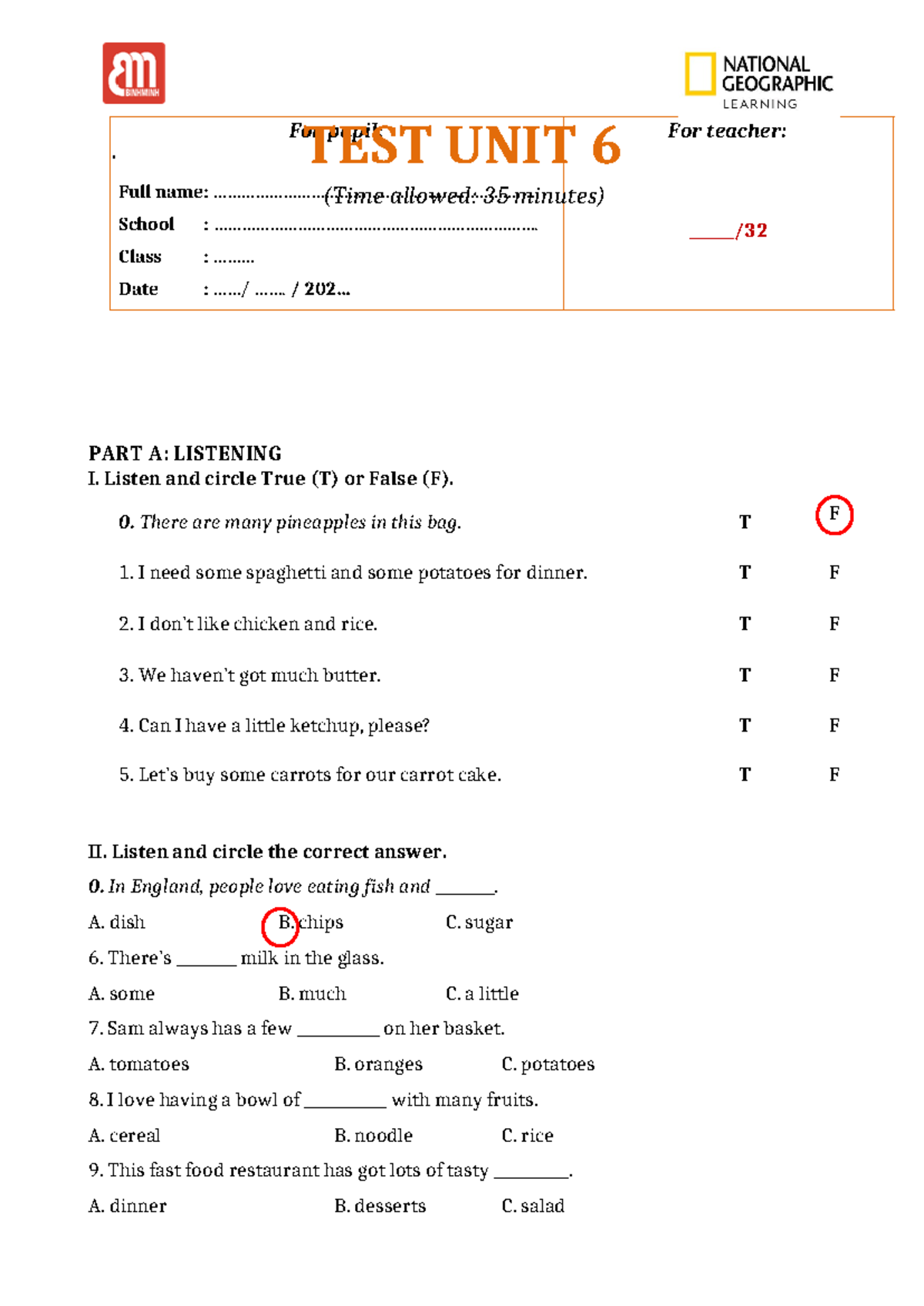 TA 5 - WW - Test Unit 6: Listening & Reading Practice - Studocu