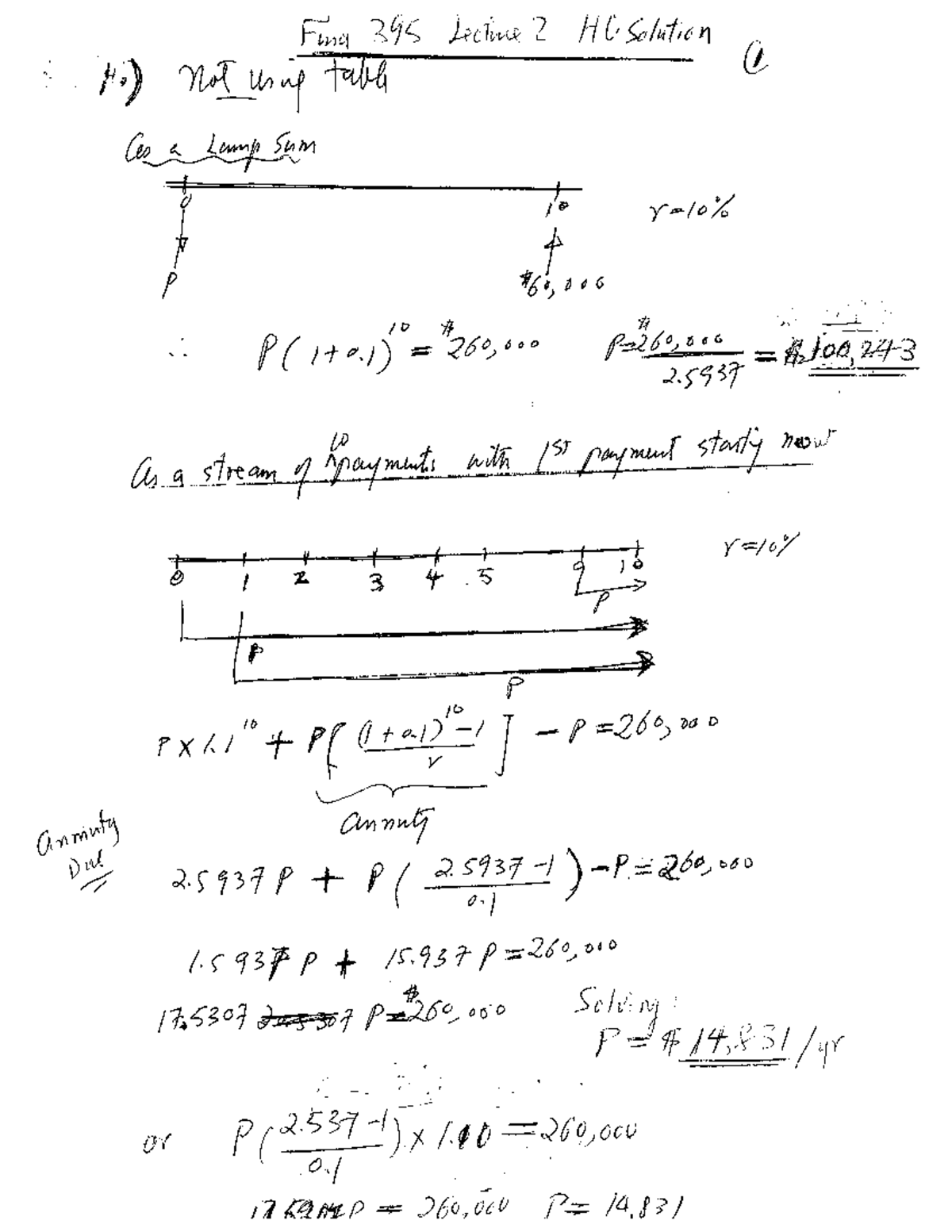 FIN 395 Lecture 2 Handout Problems Solutions - Studocu
