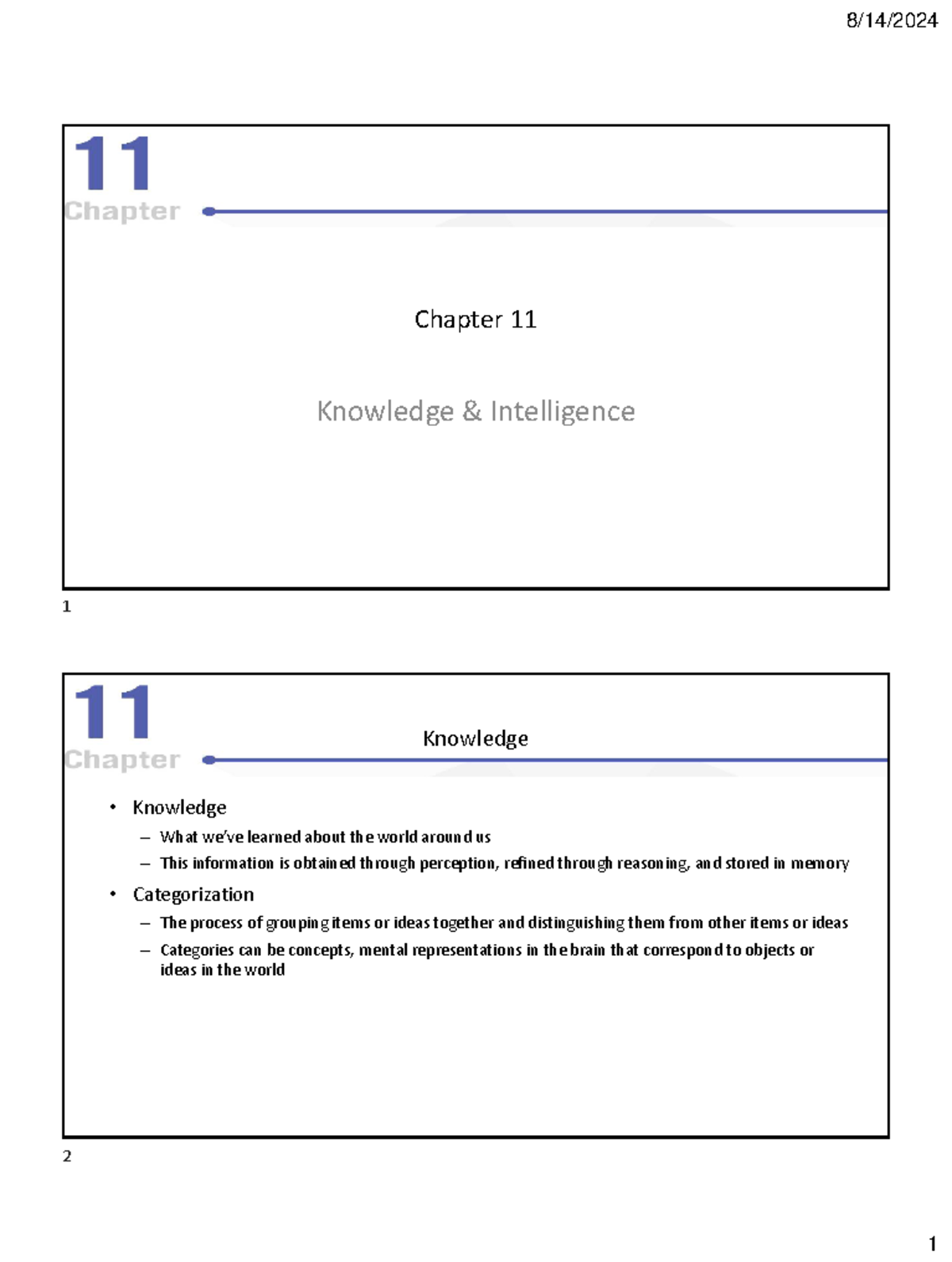 PSYCH 101: Chapter 11 - Knowledge & Intelligence Overview - Studocu