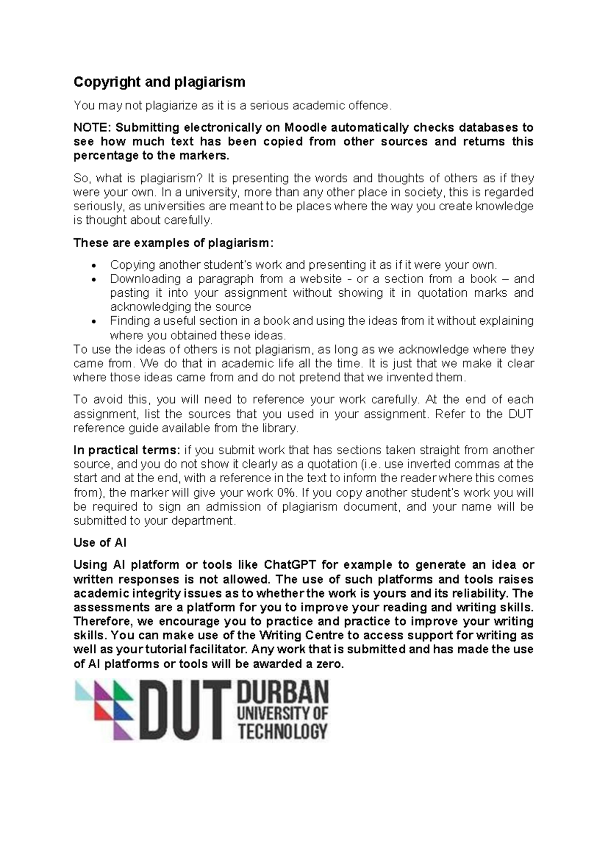 Plagiarism and Academic Integrity Guidelines - Studocu