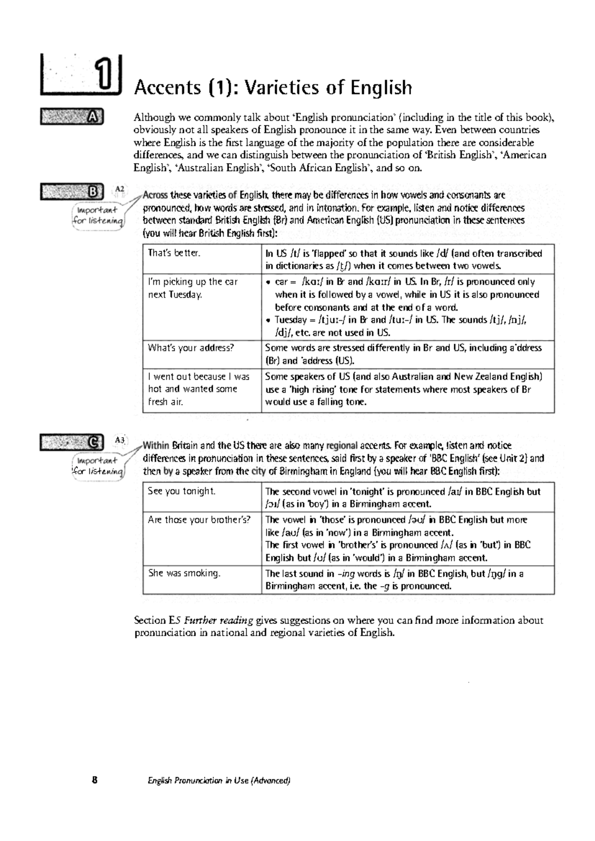 Advanced English Pronunciation in Use - Accents ; EÁVarieties of Eng ...