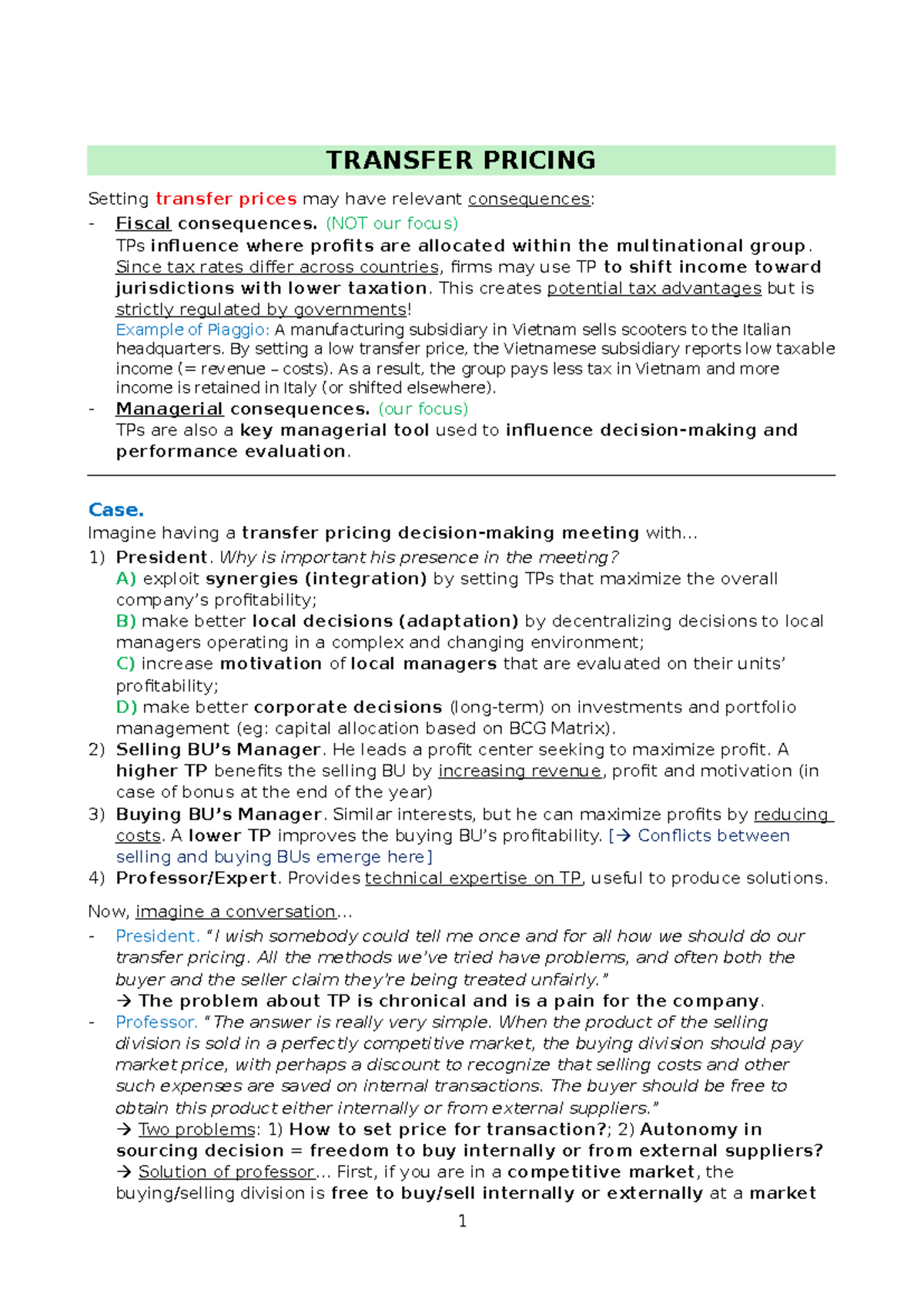 Transfer Pricing Strategies: Managerial Implications and Case Studies ...