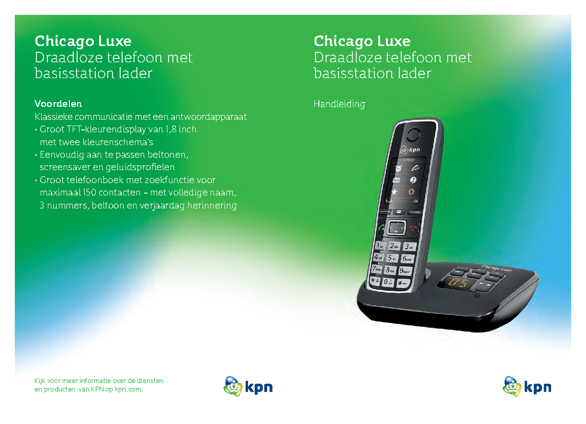 640032 Handleiding Chicago Luxe Draadloze Telefoon (Feb 2016) - Studeersnel