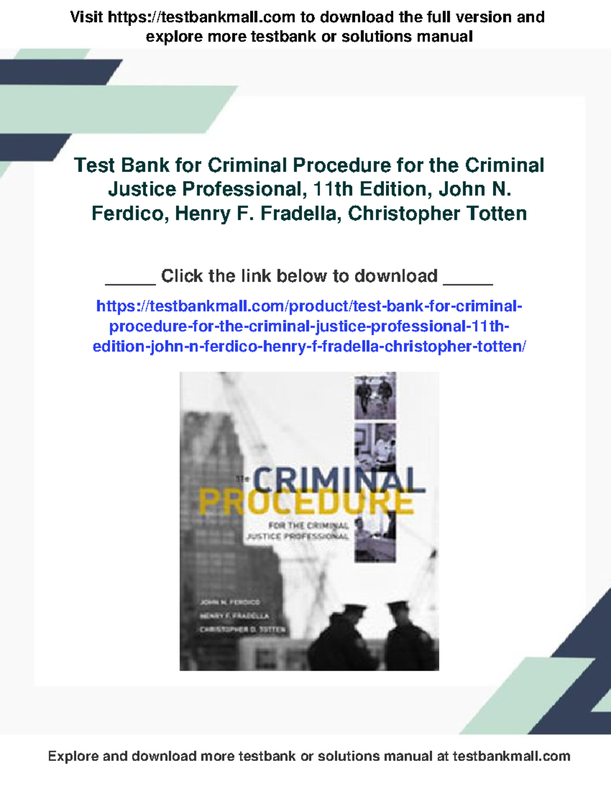Test Bank for Criminal Procedure (CJ 101) - 11th Edition Insights - Studocu