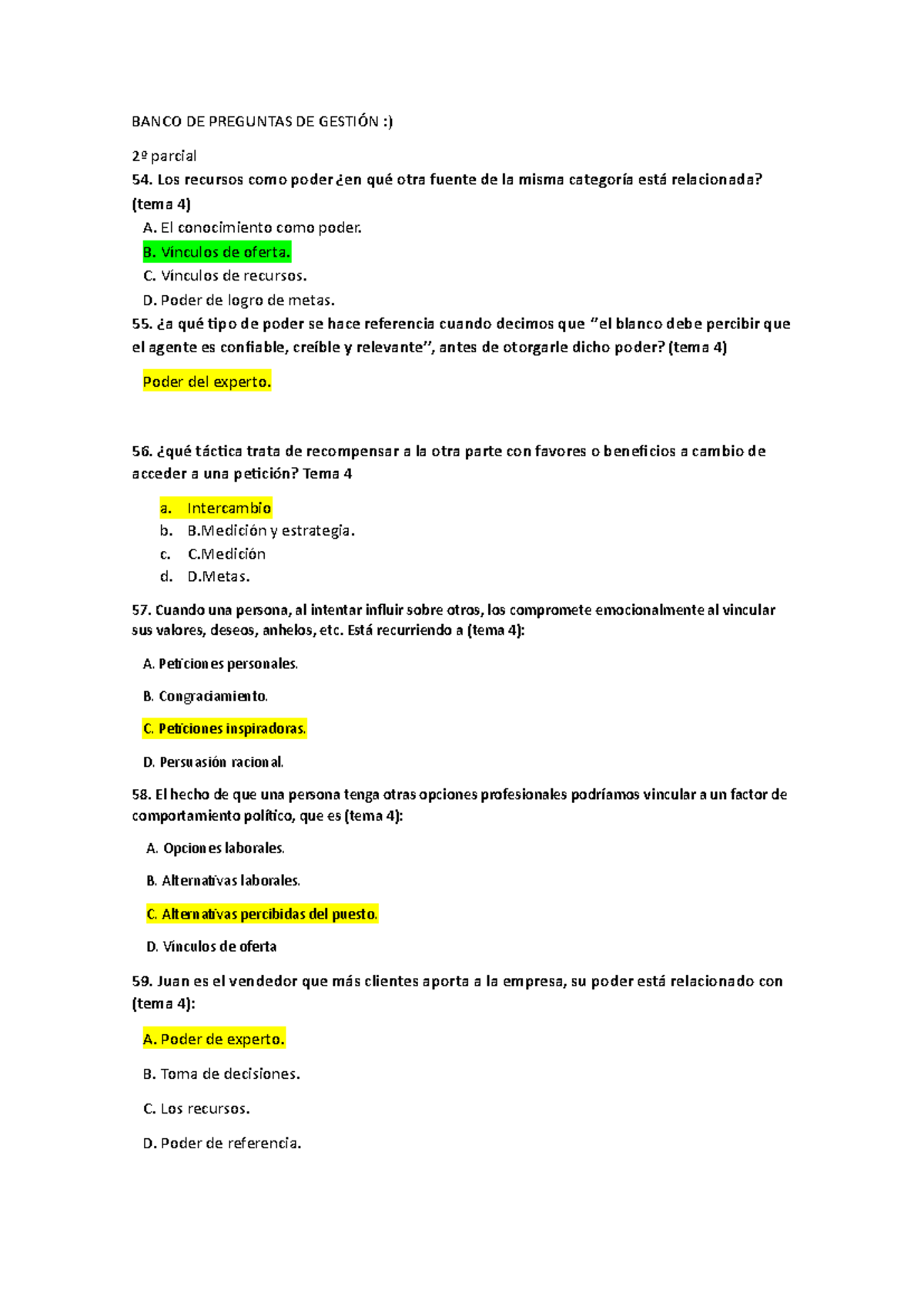 Banco de Preguntas - 2º Parcial Gestión: Temas 4, 5 y 6 - Document Preview