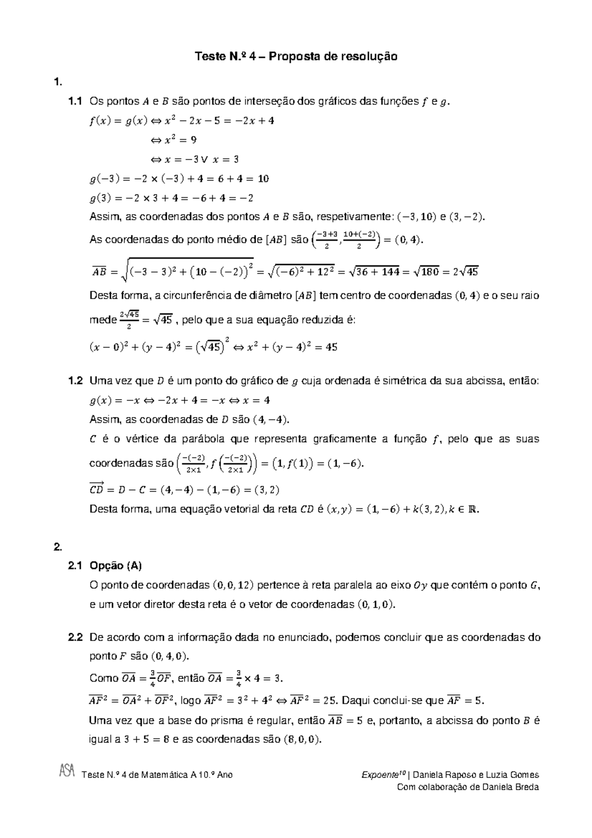 Teste 4 10 resolucao - ffdfg - Teste N.º 4 de Matemática A 10.º Ano ...