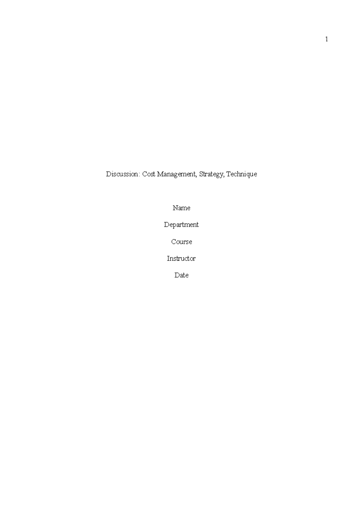 Discussion: Cost Management & Enterprise Risk Strategies Analysis - Studocu