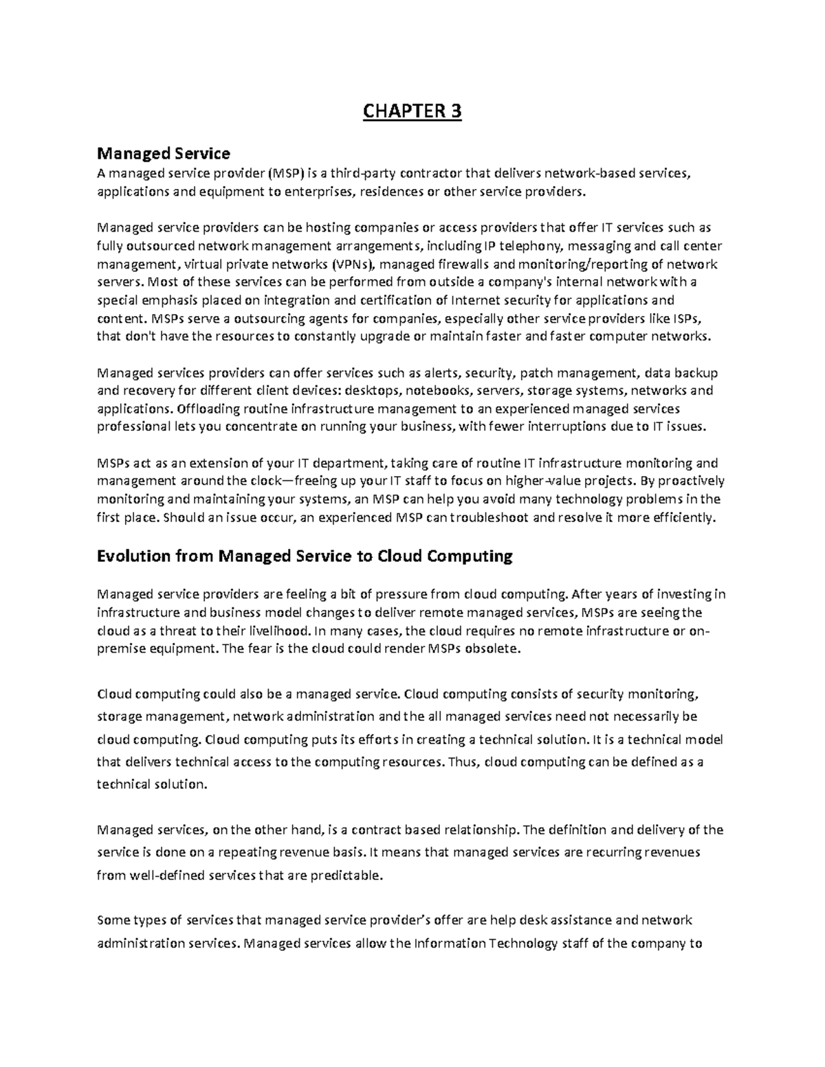 CHAPTER 3 Managed Services and Cloud Computing Overview (Unit 3) - Studocu