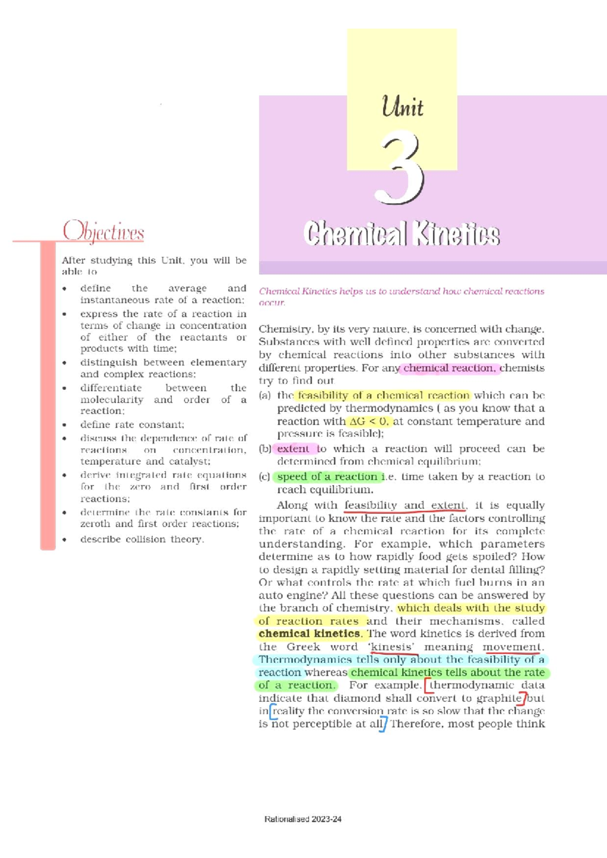 Chemical Kinetics (CHEM 101): Unit Objectives and Key Concepts - Studocu