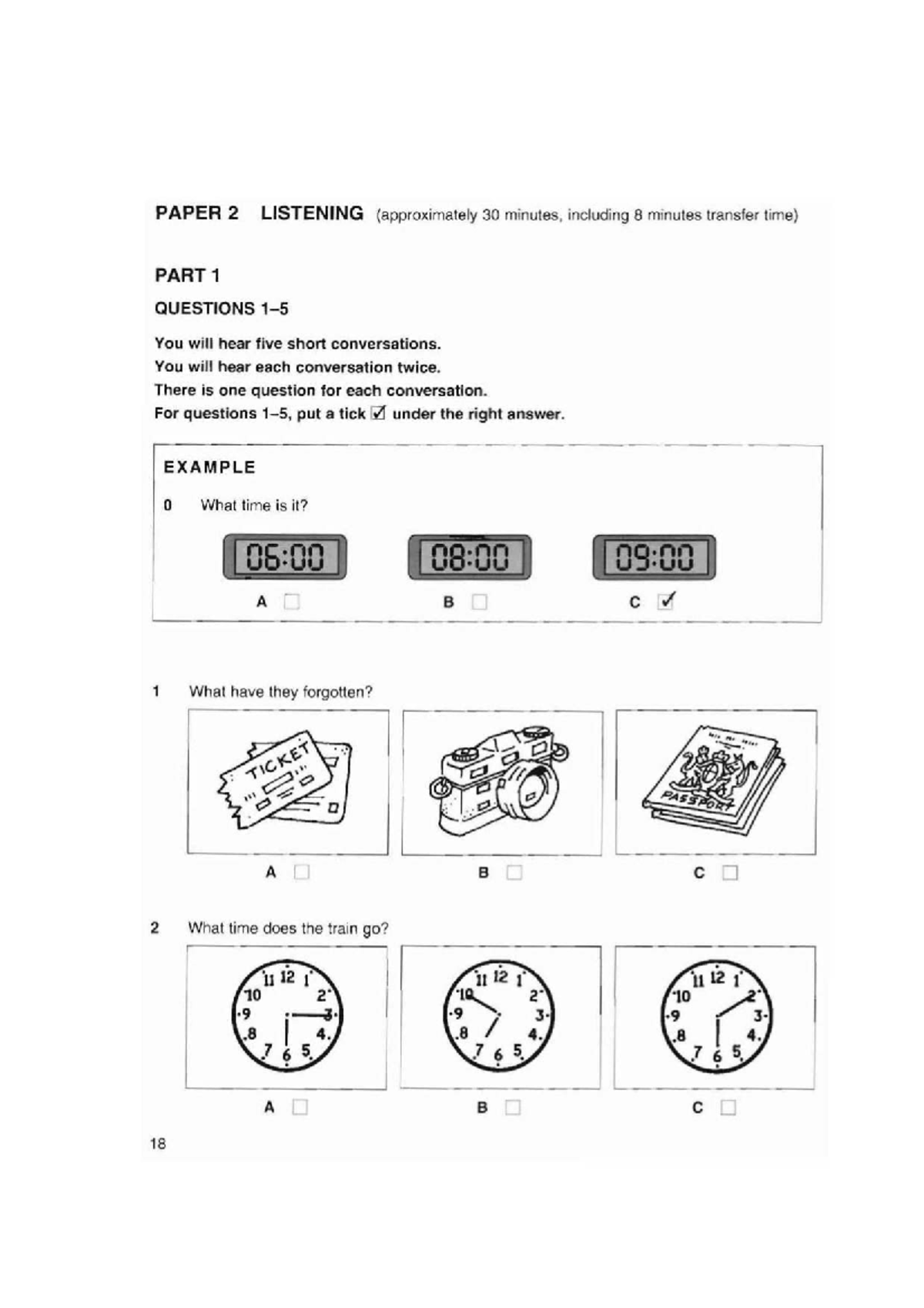 KET - CUP 1 Listening Practice Paper 2 Questions - Studocu