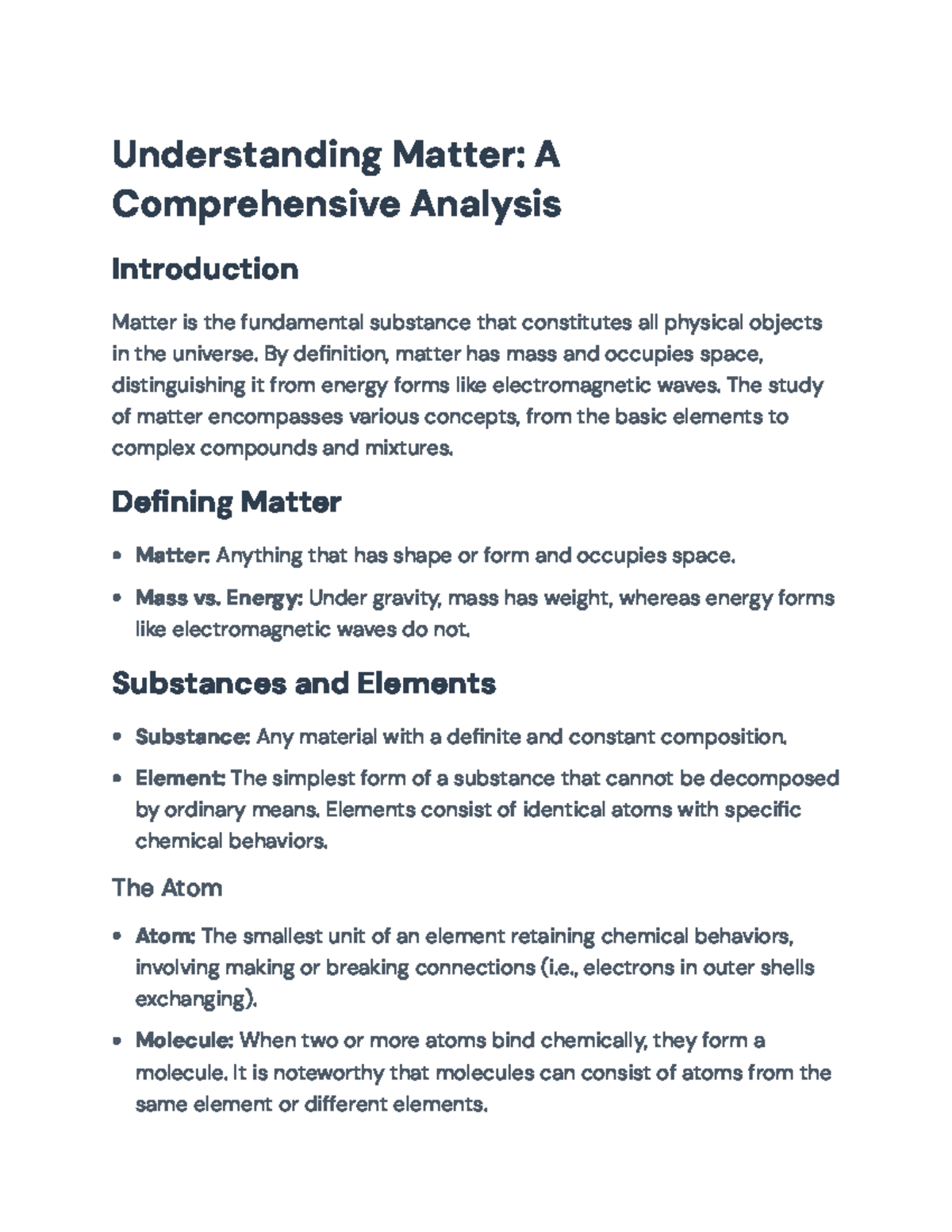 Understanding Matter: Comprehensive Overview of Substances and ...