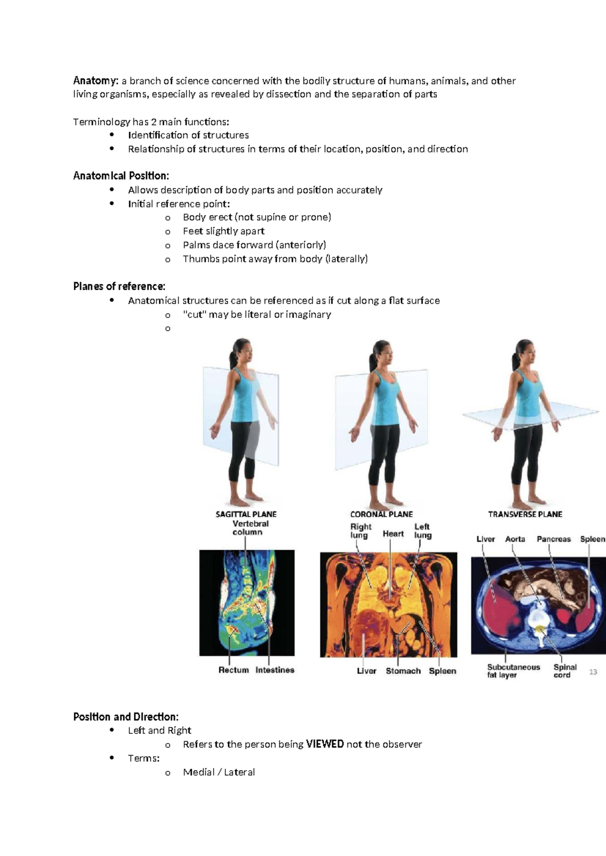 Week 1 Anatomy (ANAT101) - Essential Terminology and Body Structure ...