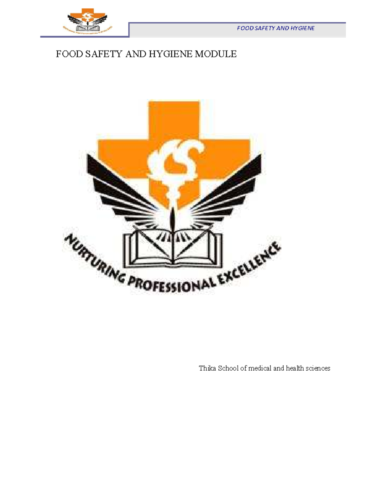 Food Safety and Hygiene Module (FMH 321) - A Comprehensive Guide - Studocu
