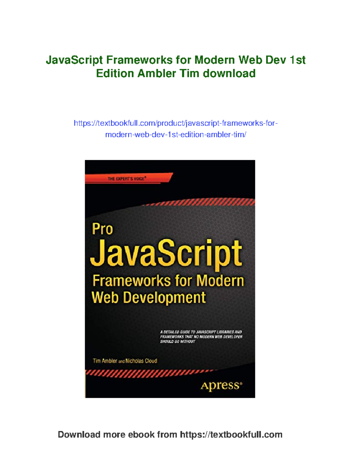 JavaScript Frameworks for Modern Web Dev (1st Ed) by Ambler & Cloud ...