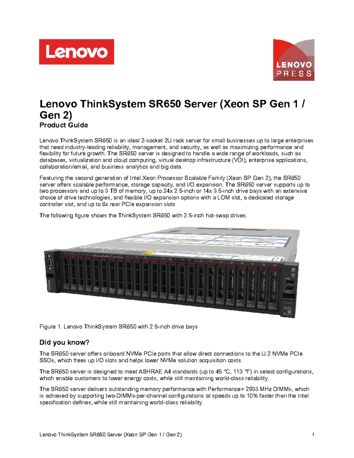 Lenovo ThinkSystem SR650 Server: Comprehensive Product Guide & Features ...