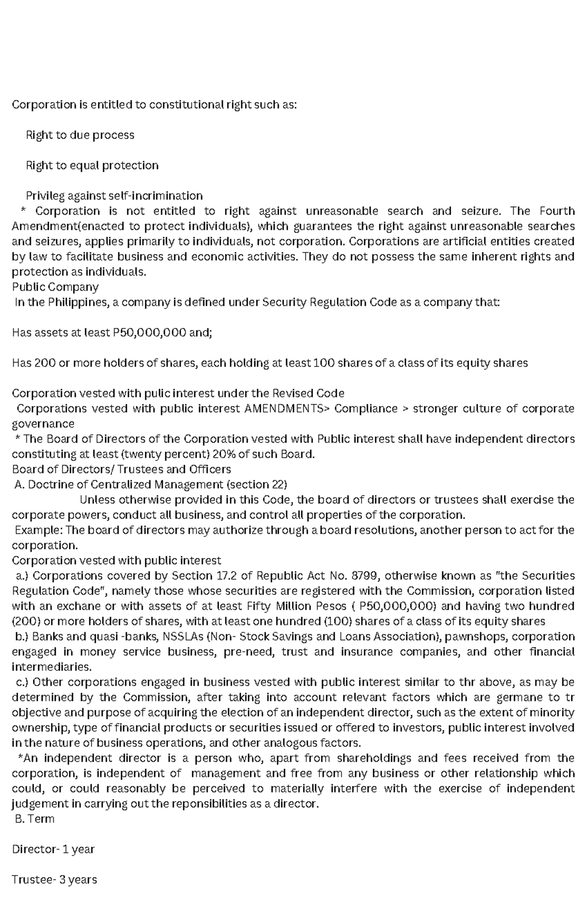 Corporation is entitled to constitutional right such as Right to due ...