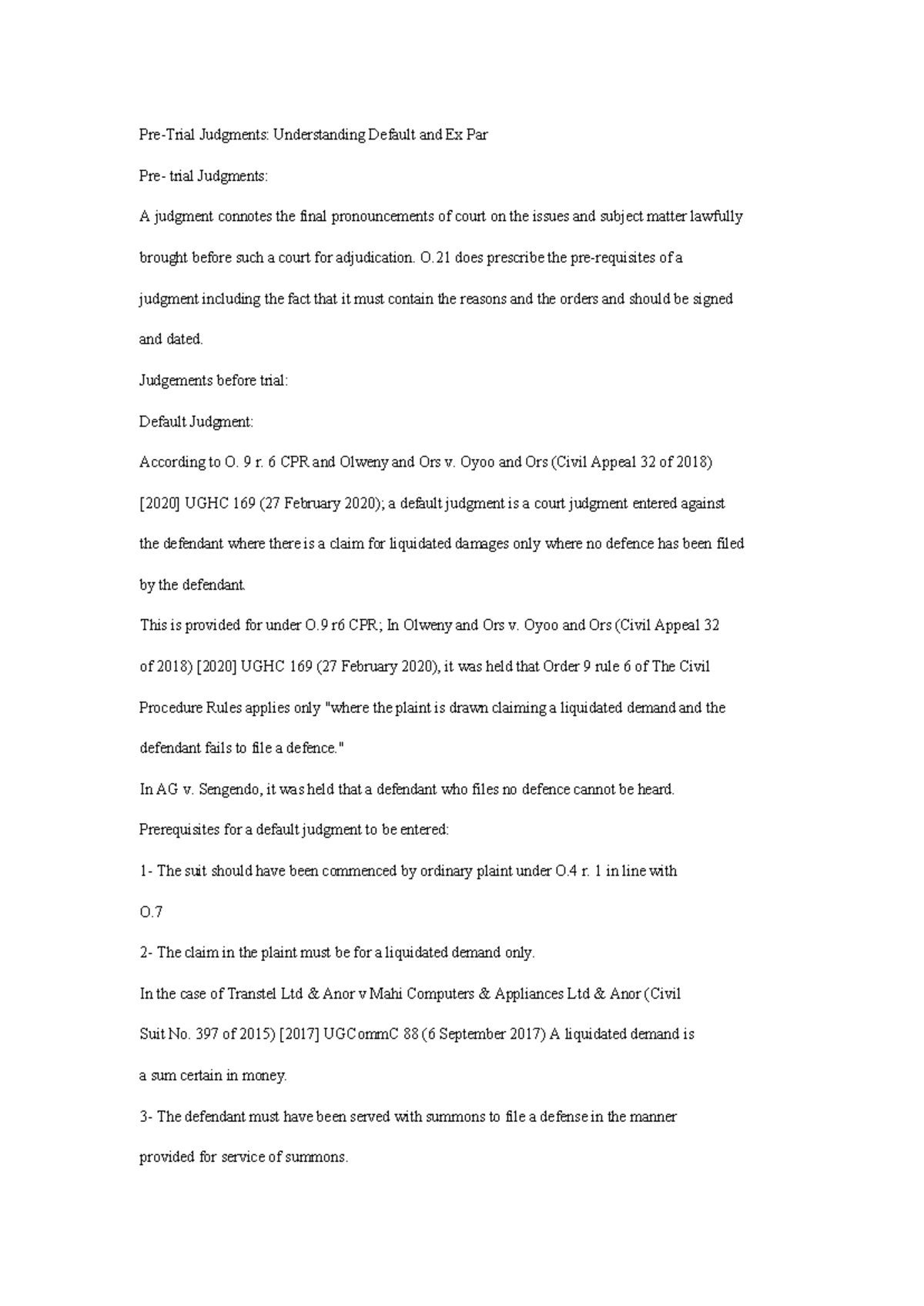 Judgment Before Trial Notes: Understanding Default & Ex Parte Judgments ...
