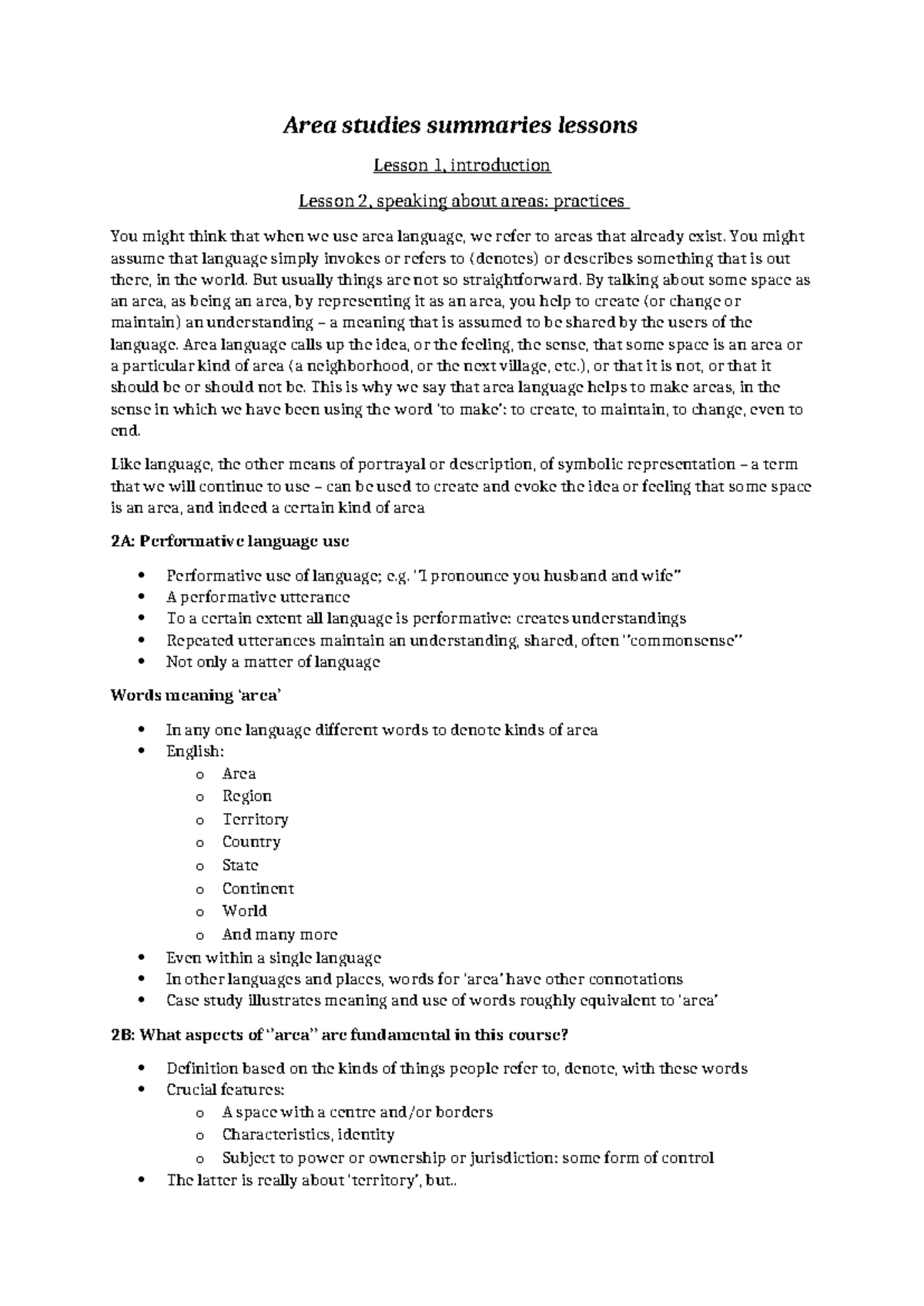 Area Studies Summaries: Lessons on Language, Territory, and Power ...
