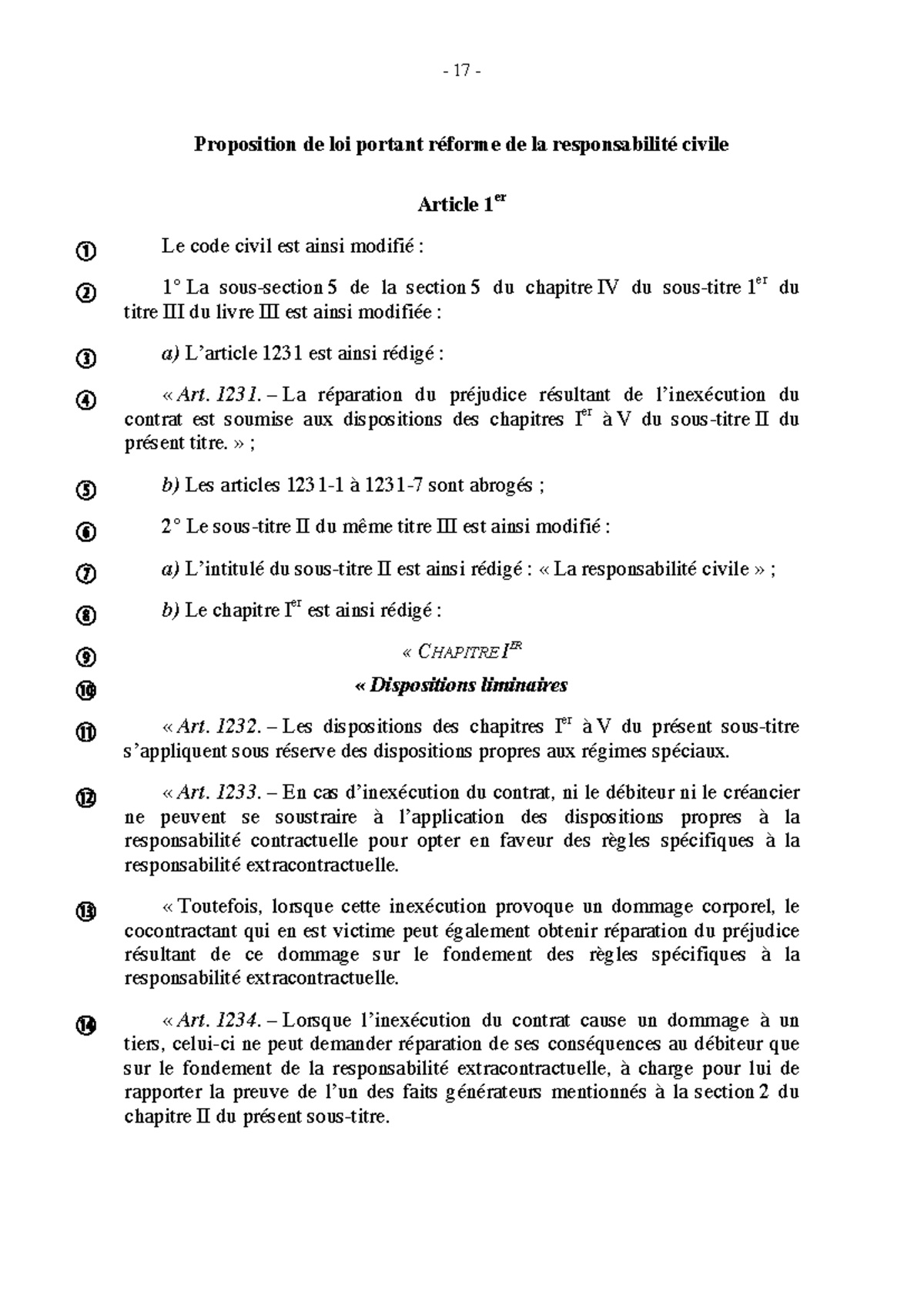 Proposition de Loi sur la Réforme de la Responsabilité Civile ...