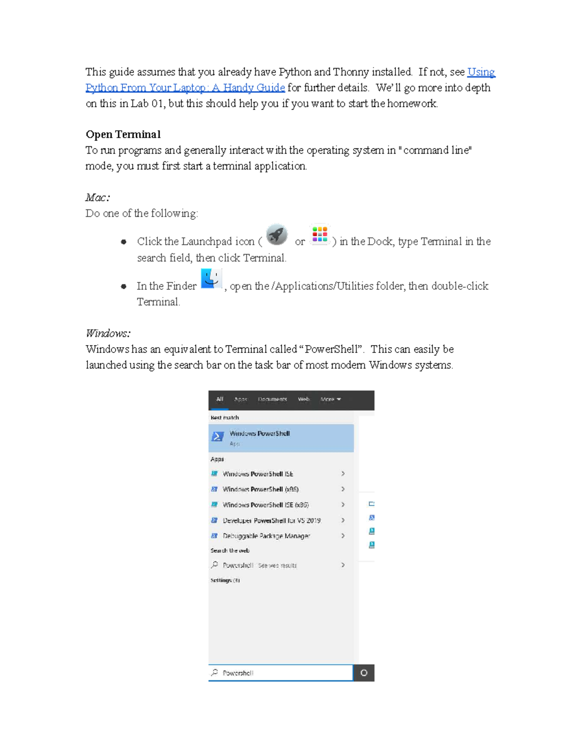 Using the Terminal to Run Python: A Guide for CSCI1133 Lab 01 - Studocu