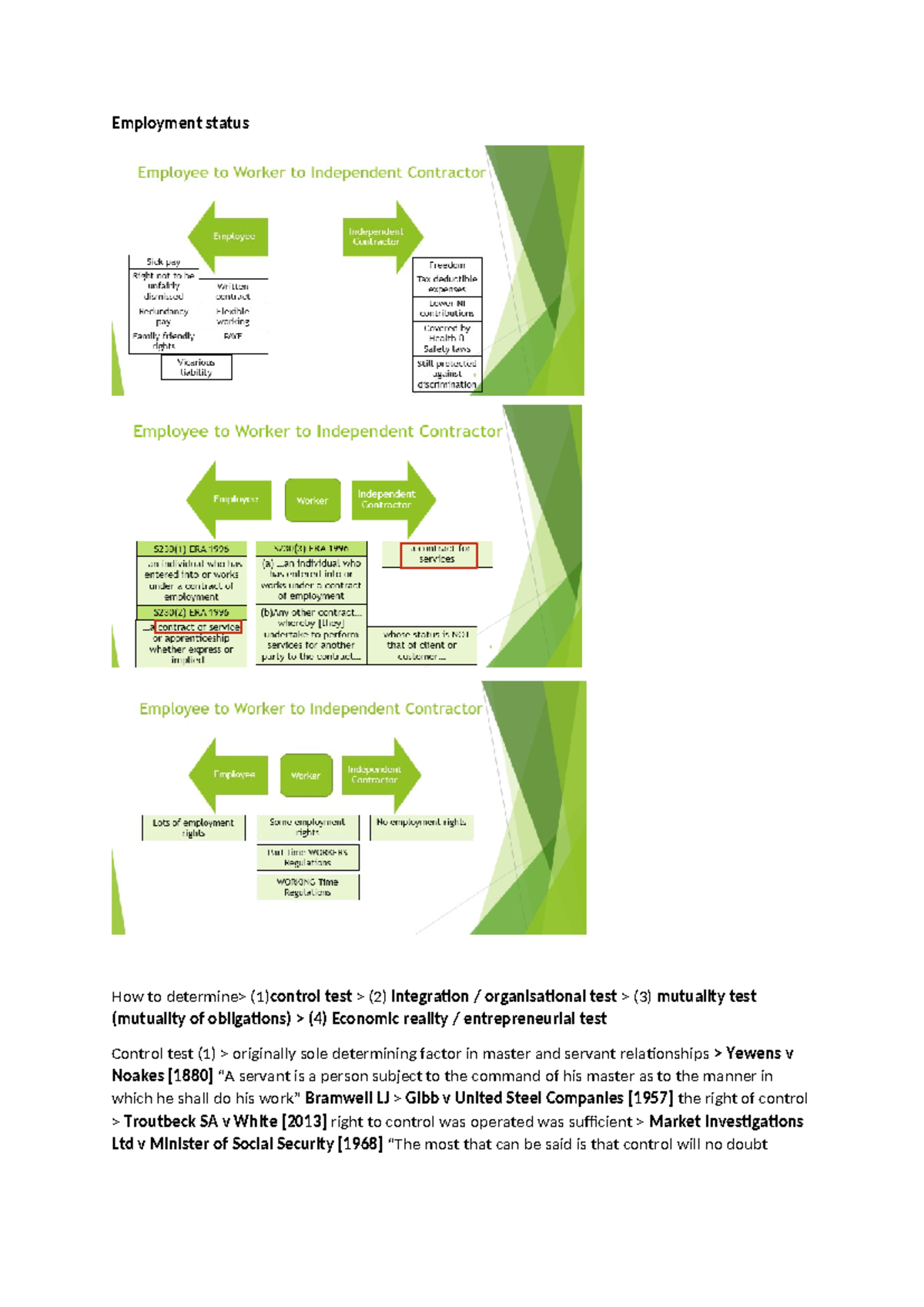 Lecture 1: Understanding Employment Status Tests and Criteria - Studocu