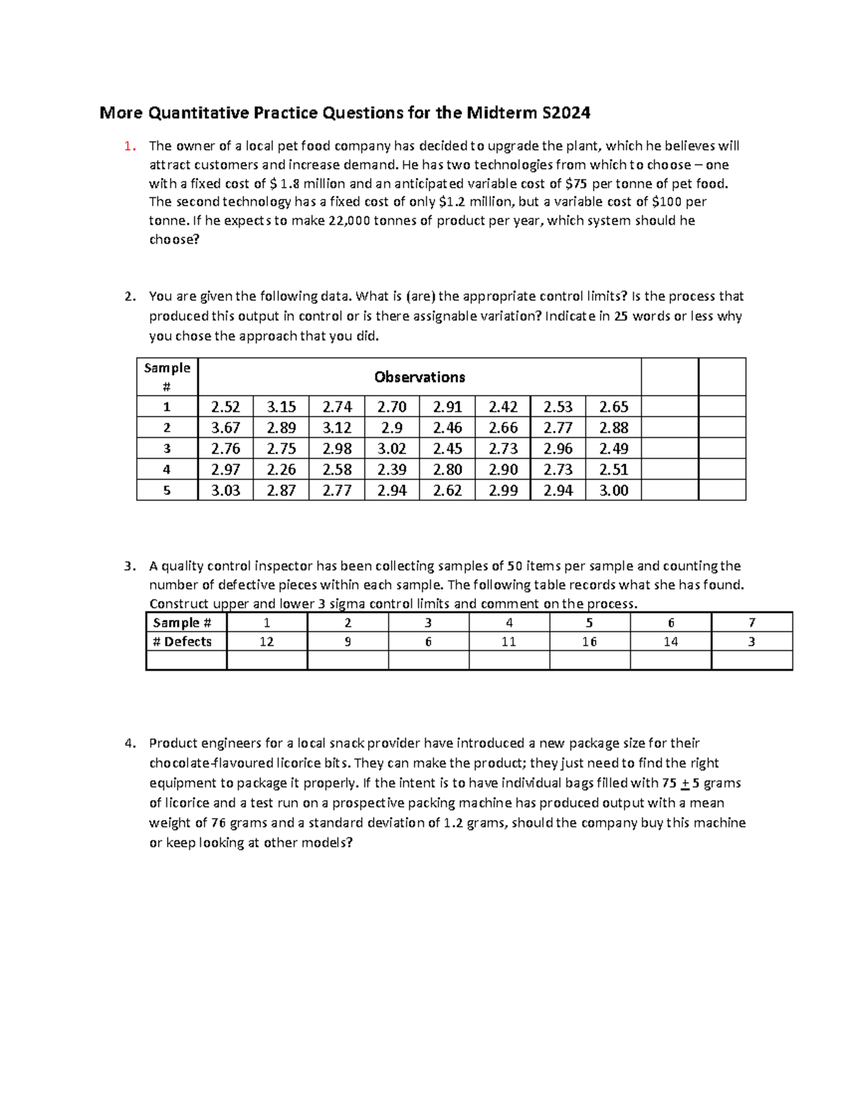 More Quantitative Practice Questions for Midterm S2024 - Studocu
