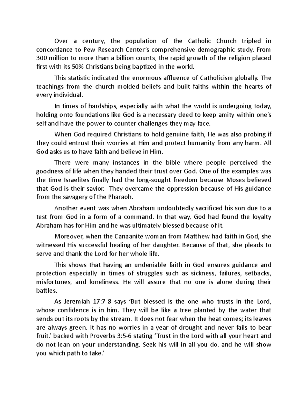 Synthesis Paper - Religion on Self - Over a century, the population of ...