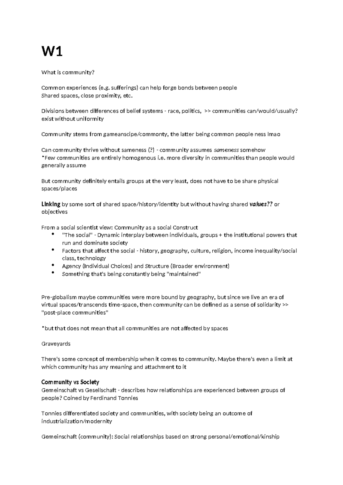 W1-3 Community Development & Social Constructs: Summarised Notes - Studocu