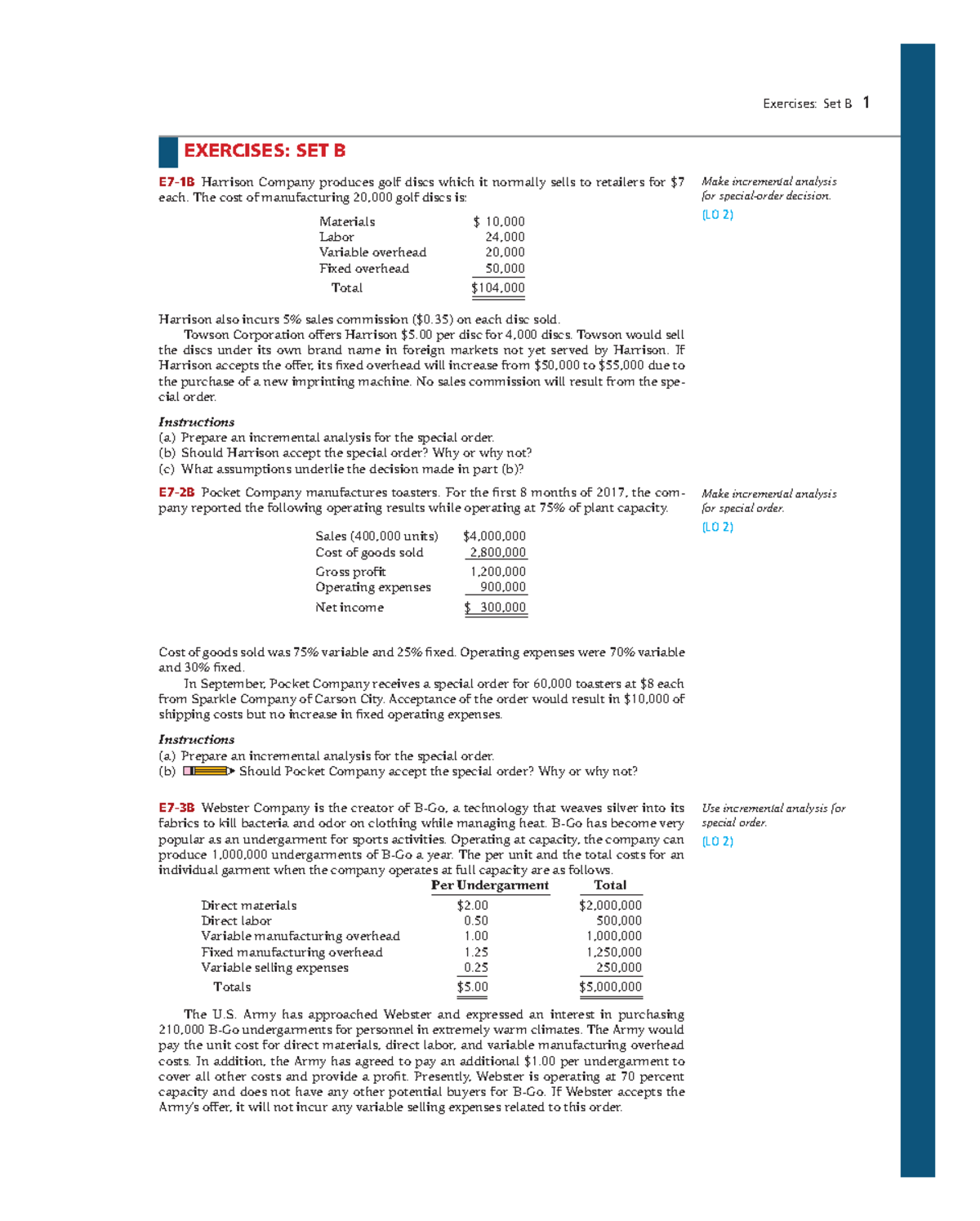 Incremental Analysis Exercises: Set B (LO 1-6) - Studocu