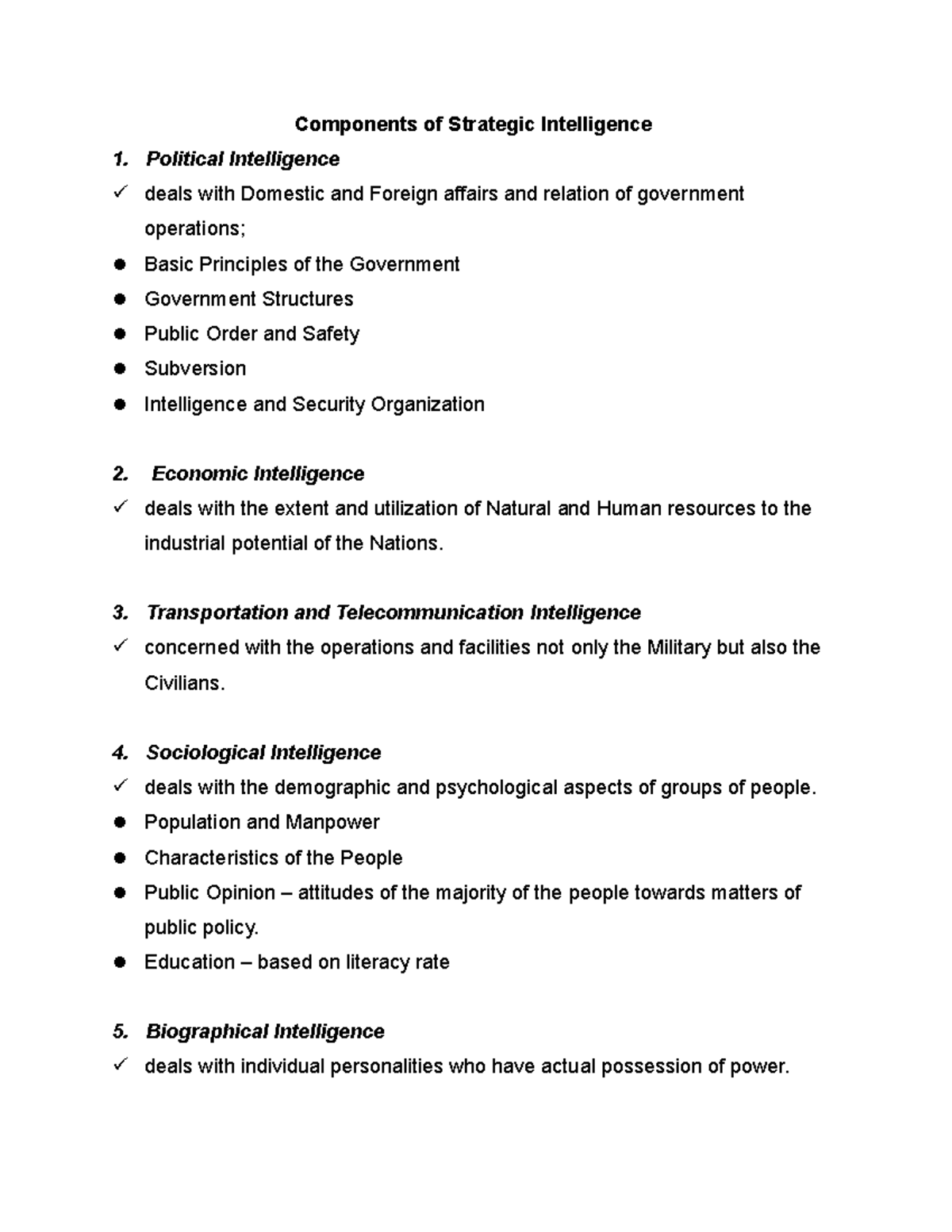 Components Of Strategic Intelligence In Police Work Studocu