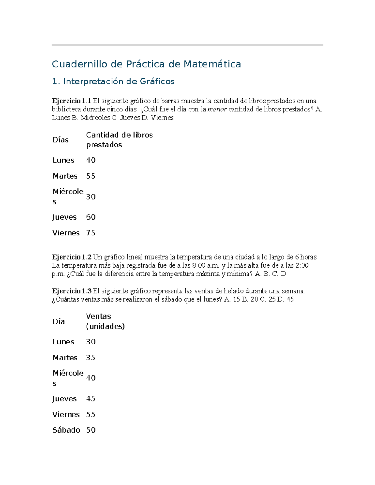 Cuadernillo de Práctica de Matemática 1 - Ejercicios y Gráficos - Studocu