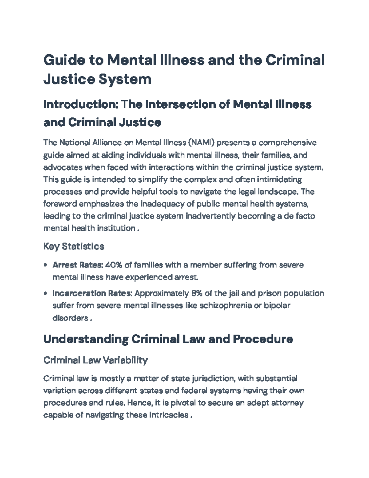 Guide to Mental Illness and the Criminal Justice System: A NAMI ...